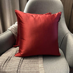 Red Satin Throw Pillow Cover - Deep Red Slub Satin