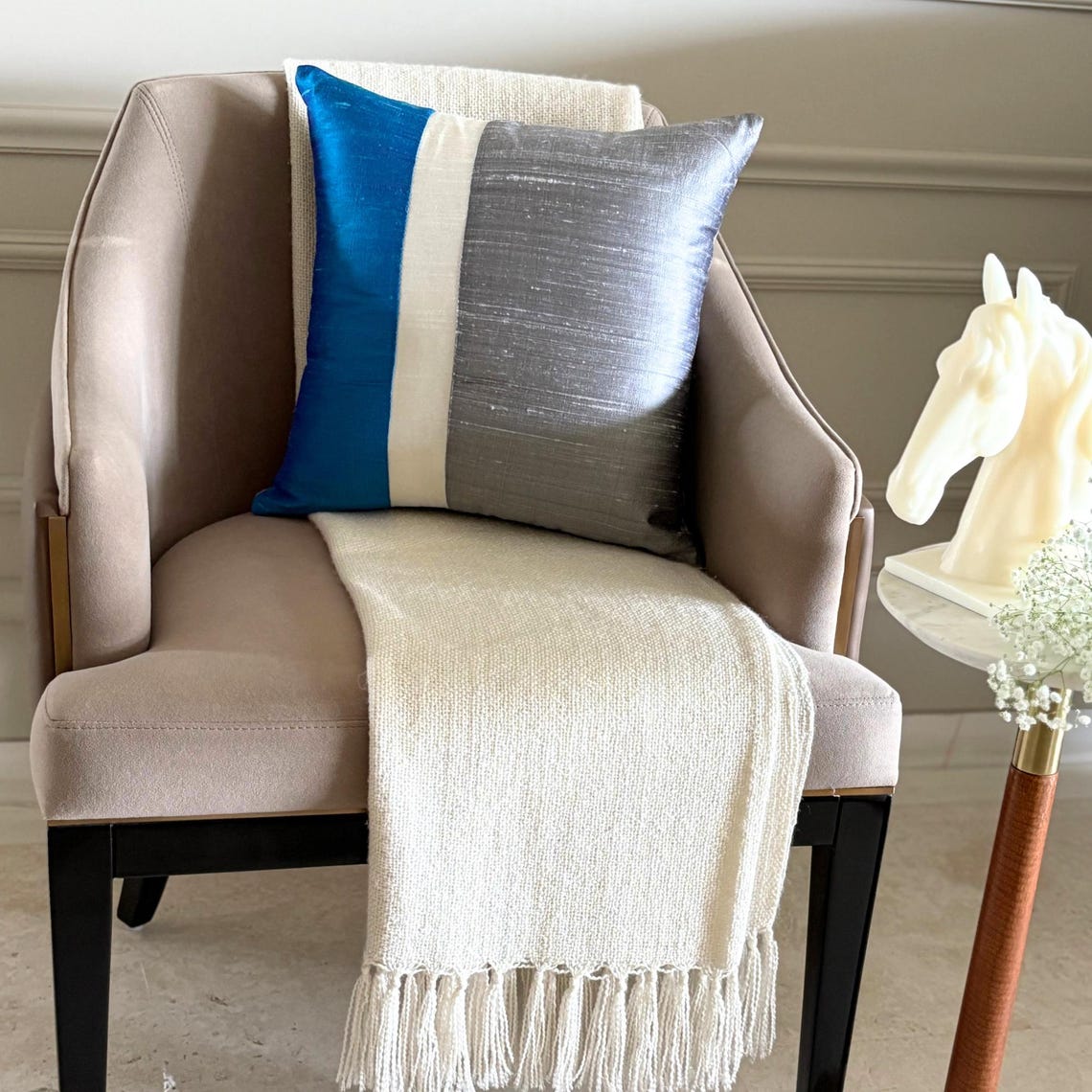 Splendour Blue Throw Pillow Cover