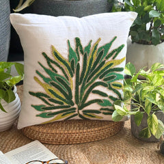 Green Shrub - Green Linen Throw Pillow Cover