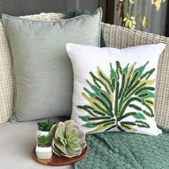Green Shrub - Green Linen Throw Pillow Cover
