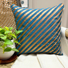 Unfolding Teal Copper Pillow Cover