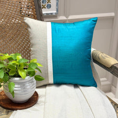 Turquoise Silkastic  - Turquoise  Silk & Linen Decorative Euro Sham