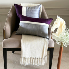 Splendour Purple - Purple & Grey Silk Decorative Euro Sham