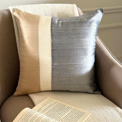 Splendour Gold - Gold & Grey Silk Decorative Euro Sham