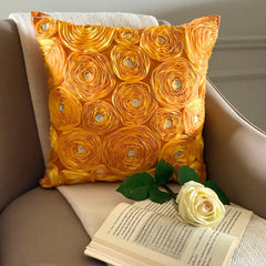 Marigold - Orange Art Silk Throw Pillow Cover