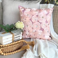 Vintage Romance - Pink Art Silk Throw Pillow Cover