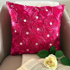 Fuchsia Power - Fuchsia Pink Art Silk Decorative Euro Sham