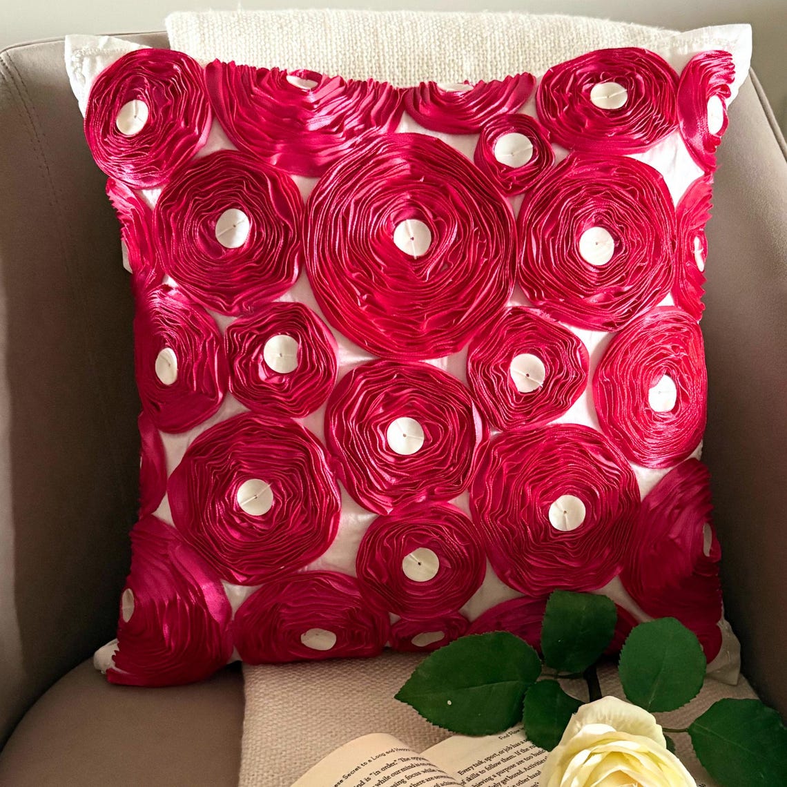 Vintage Joy - Fuchsia Pink Art Silk Decorative Euro Sham