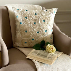 Ivory Roses - Ivory Art Silk Decorative Euro Sham
