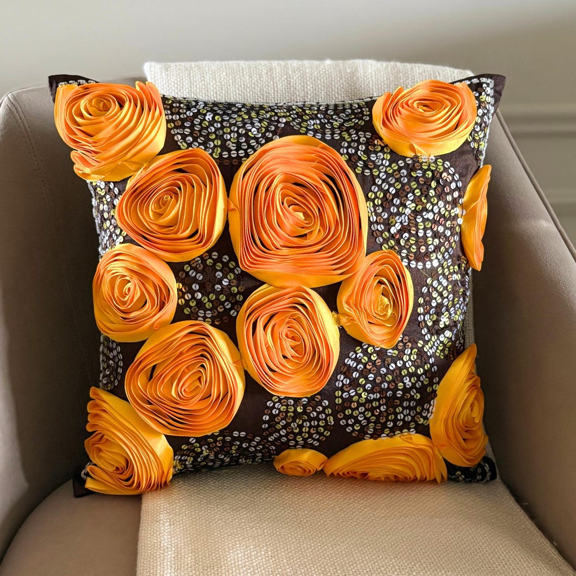 Chocolate Marigolds Euro Sham