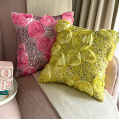 Creamy Yellow Roses - Yellow Art Silk Throw Pillow Cover