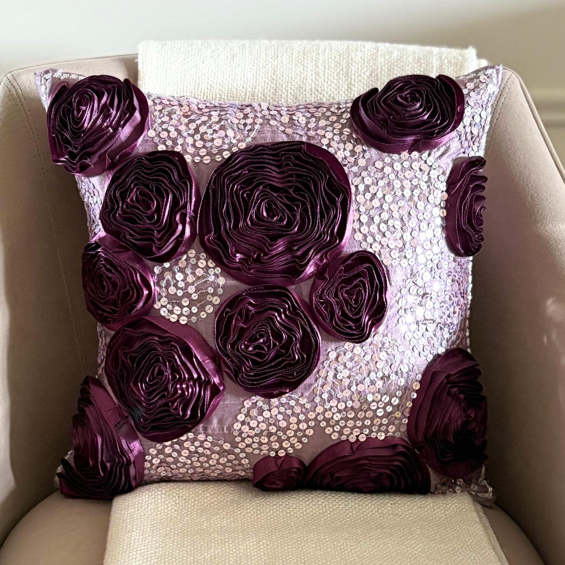 Wine And Roses - Vine Art Silk Throw Pillow Cover