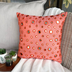 Mirror Fun - Peach Orange Art Silk Throw Pillow Cover