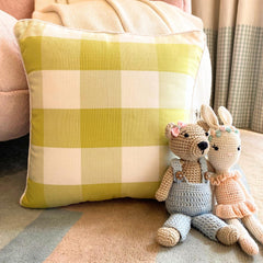 Chartreuse Plaid - Chartreuse Buffalo Checks Throw Pillow Cover
