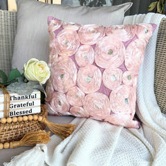 Vintage Romance - Pink Art Silk Throw Pillow Cover
