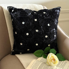 Black Paradise - Black Art Silk Halloween Throw Pillow Cover