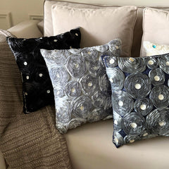 Black Paradise - Black Art Silk Halloween Throw Pillow Cover