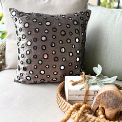 Mirror Shimmer - Gray Velvet Throw Pillow Cover
