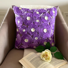 Lavender Roses - Lavender Art Silk Throw Pillow Cover