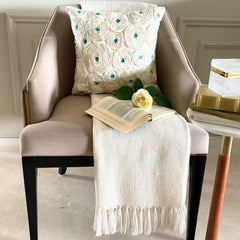 Ivory Roses - Ivory Art Silk Throw Pillow Cover