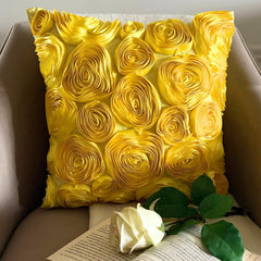Sun Blooms - Yellow Art Silk Decorative Euro Sham