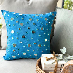 Blue Mirror - Aqua Blue Art Silk Throw Pillow Cover