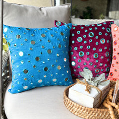 Blue Mirror - Aqua Blue Art Silk Throw Pillow Cover