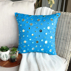 Blue Mirror - Aqua Blue Art Silk Throw Pillow Cover
