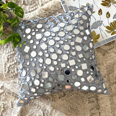Darpan Grey - Grey Silk Throw Pillow Cover
