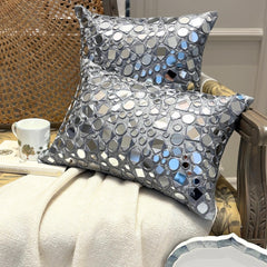 Darpan Grey - Grey Silk Throw Pillow Cover
