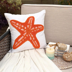 Starfish Makeover - White Cotton Linen Throw Pillow Cover