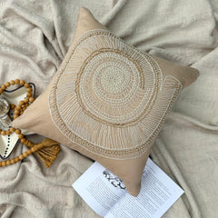 Lazy Snail - Beige Cotton Linen Throw Pillow Cover