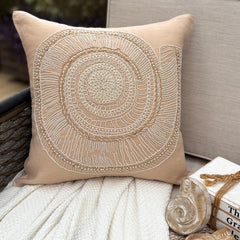 Lazy Snail - Beige Cotton Linen Throw Pillow Cover