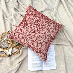 Blooming Maze - Mocha Cotton Linen Throw Pillow Cover