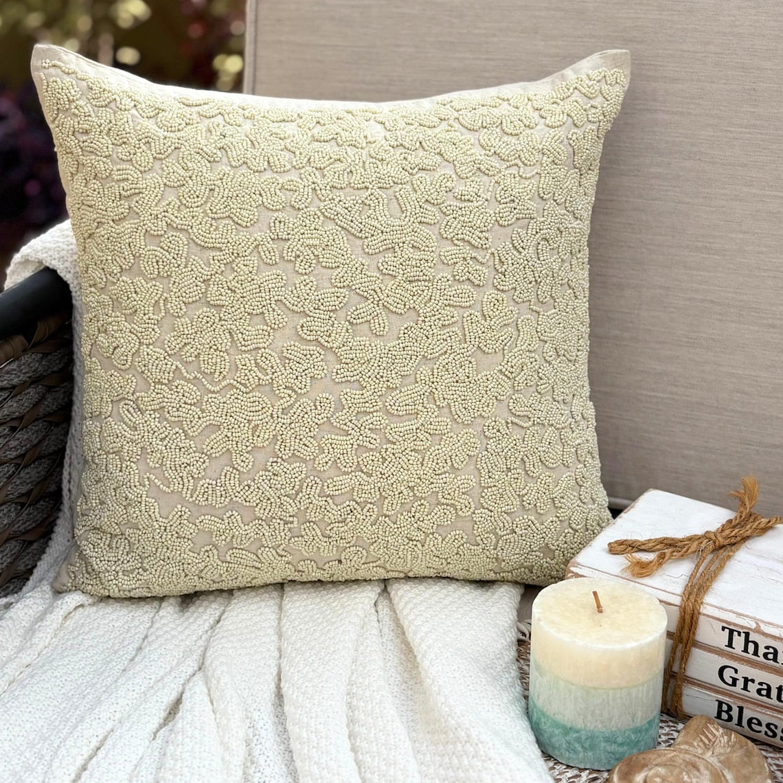 Ivory Dreams - Ivory Cotton Linen Throw Pillow Cover