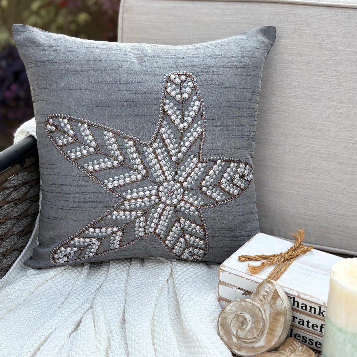 Gray Art Silk Throw Pillow Cover - Starry Light