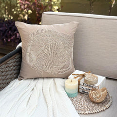 Mocha Cotton Linen Throw Pillow Cover - Butterfly Fish
