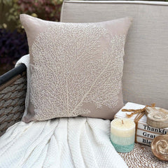 Pearl Shrub - Mocha Cotton Linen Throw Pillow Cover