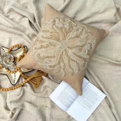 Sea Urchin - Beige Cotton Linen Throw Pillow Cover