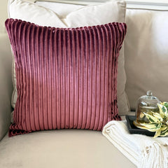 Wine Velvet Lumbar Pillow Cover - Wine Ribbed