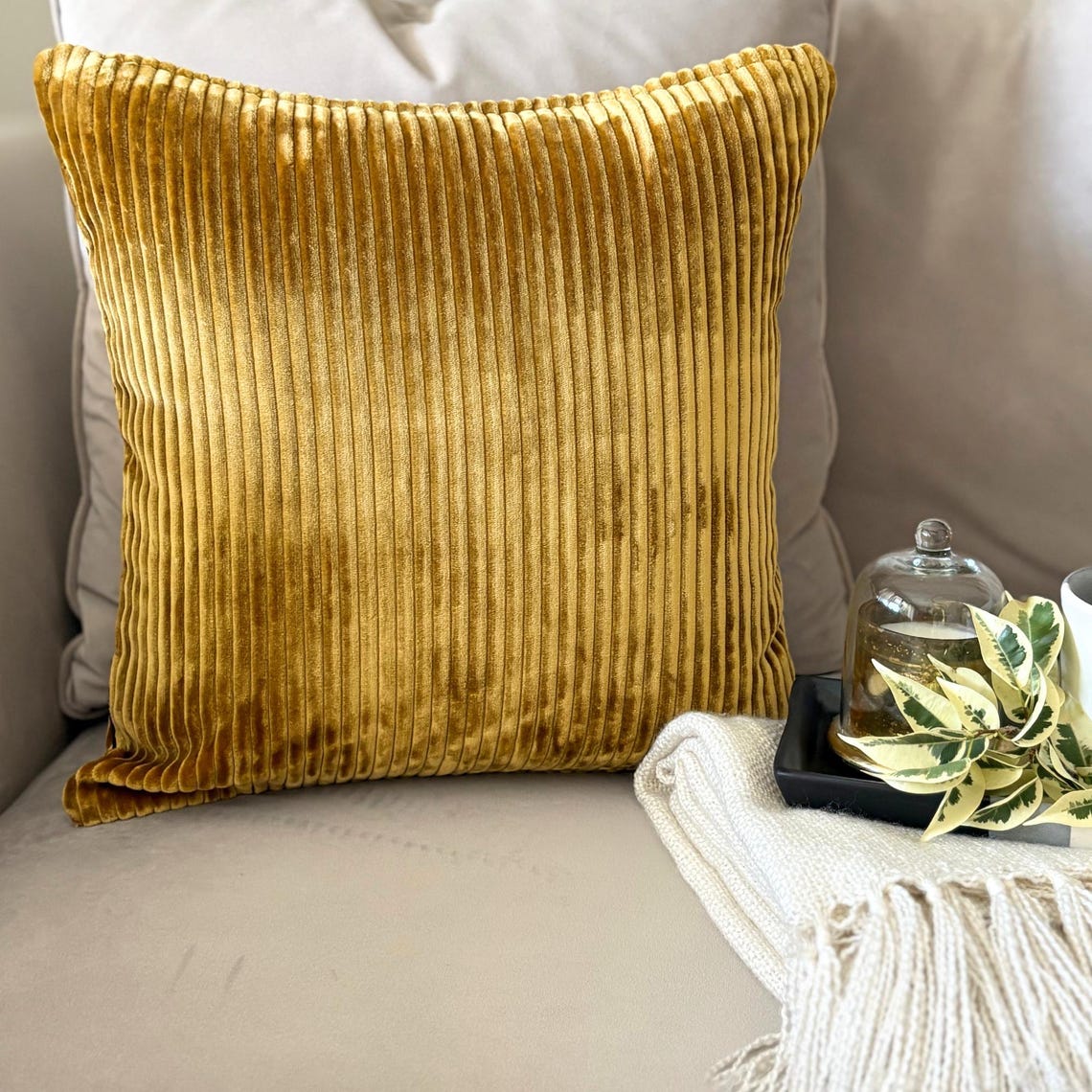 Gold Lines Throw Pillow Cover