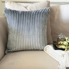 Gray Velvet Throw Pillow Cover - Gray Lines