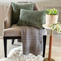 Sage Velvet Lumbar Pillow Cover - Sage Ribbed