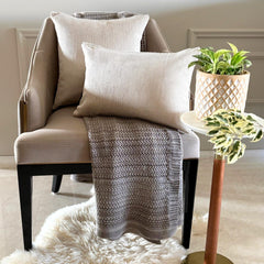 Ivory Velvet Lumbar Pillow Cover - Ivory Grooved