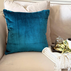 Navy Blue Velvet Throw Pillow Cover - Navy Blue Lines