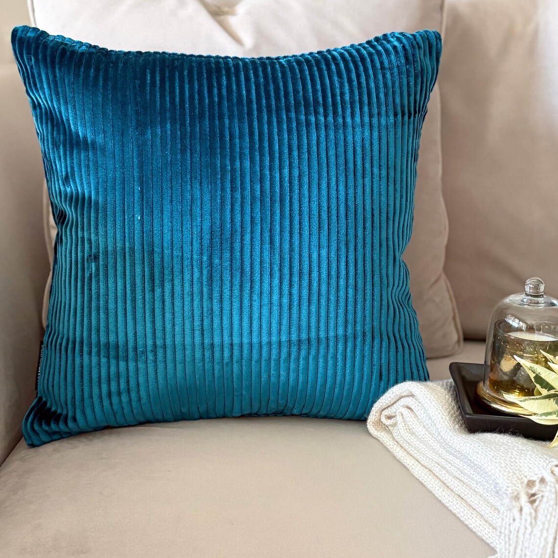 Navy Blue Lines Throw Pillow Cover
