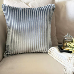 Gray Velvet Lumbar Pillow Cover - Gray Ribbed