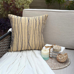 Sea King - Blue Burlap Throw Pillow Cover