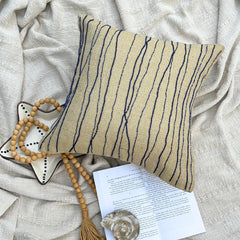 Sea King - Blue Burlap Throw Pillow Cover