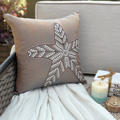 Starfish Sparkle - Two Tone Orange Purple Art Silk Throw Pillow Cover